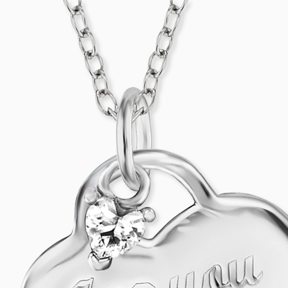 Halskette 925er Silber I Love You Mom mit Zirkonia
