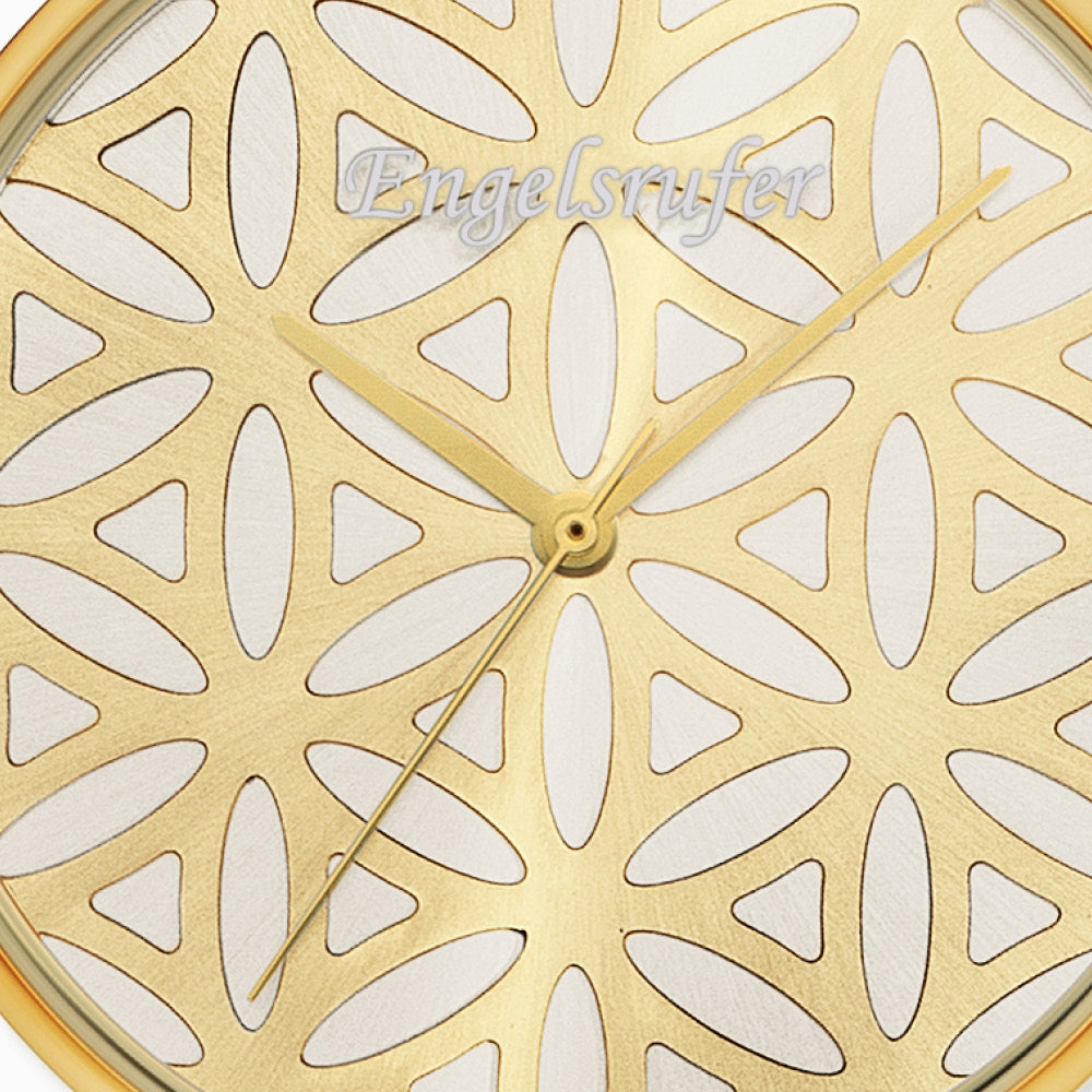 Uhr Edelstahl Lebensblume mit Edelstahl Mesh-Band Gold