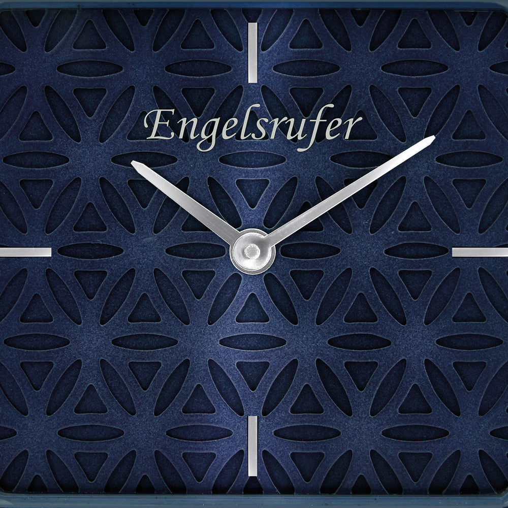 Uhr Edelstahl Lebensblume Blau mit Edelstahl Mesh-Band