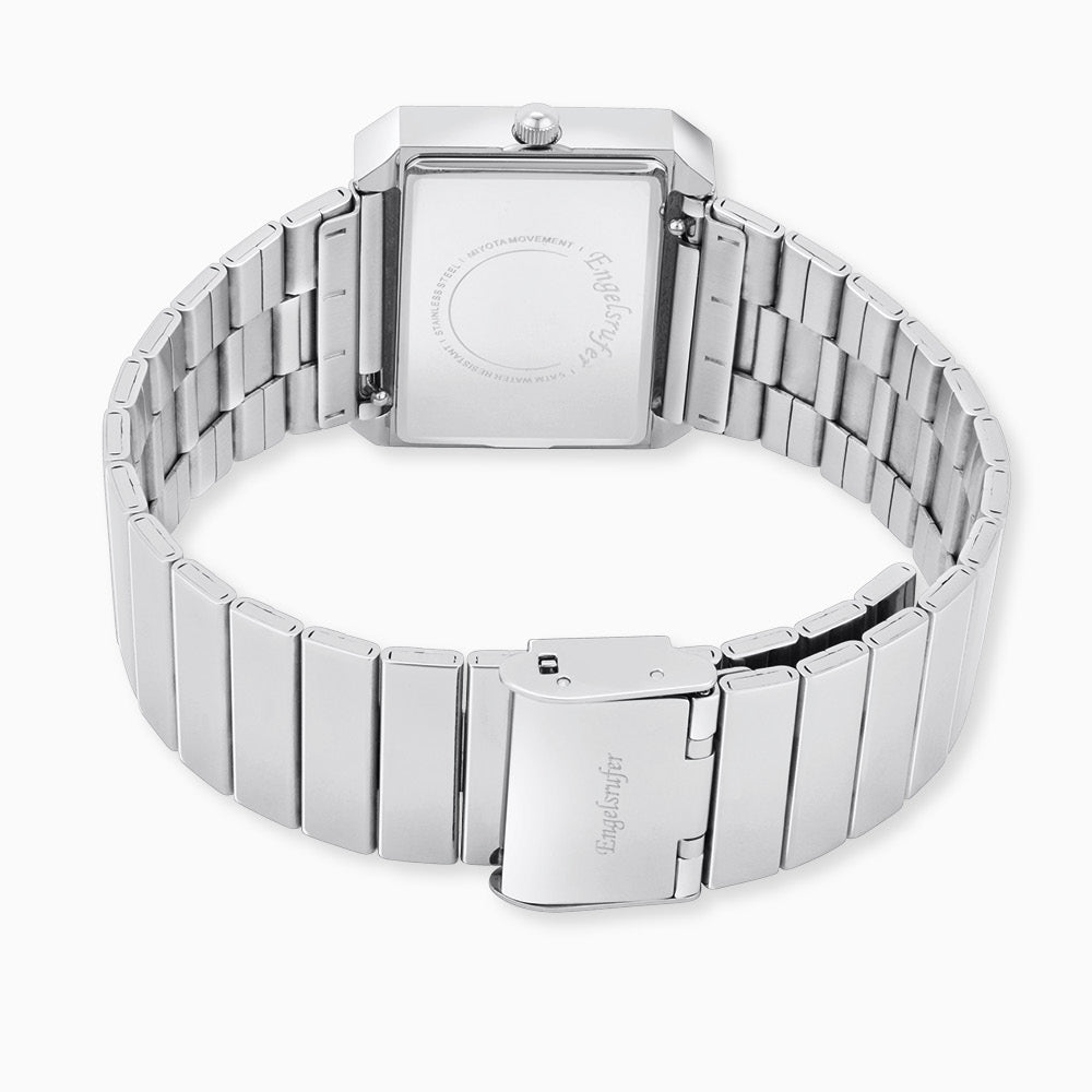Uhr Edelstahl Lebensblume Schwarz mit Edelstahl Armband