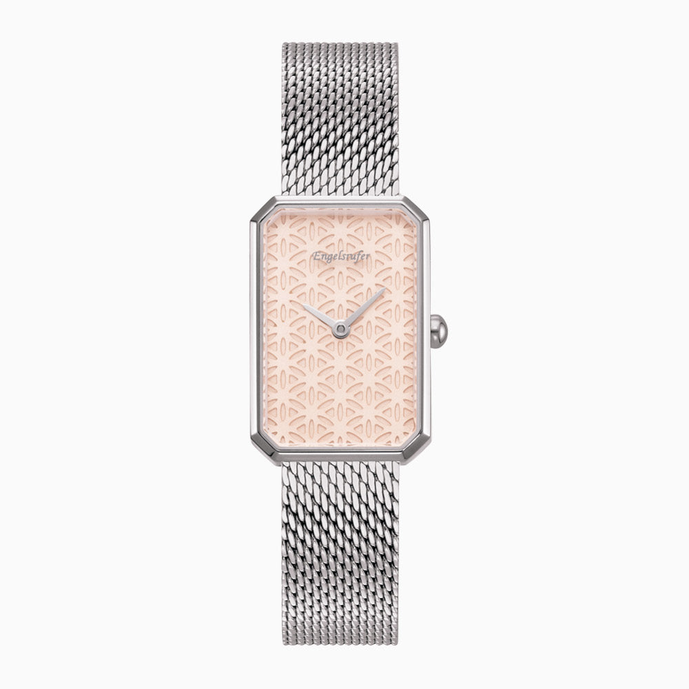 Set Uhr Edelstahl Lebensblume & Armband 925er Silber