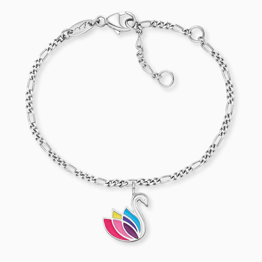 Kinder Armband 925er Silber Schwan mit Emaille