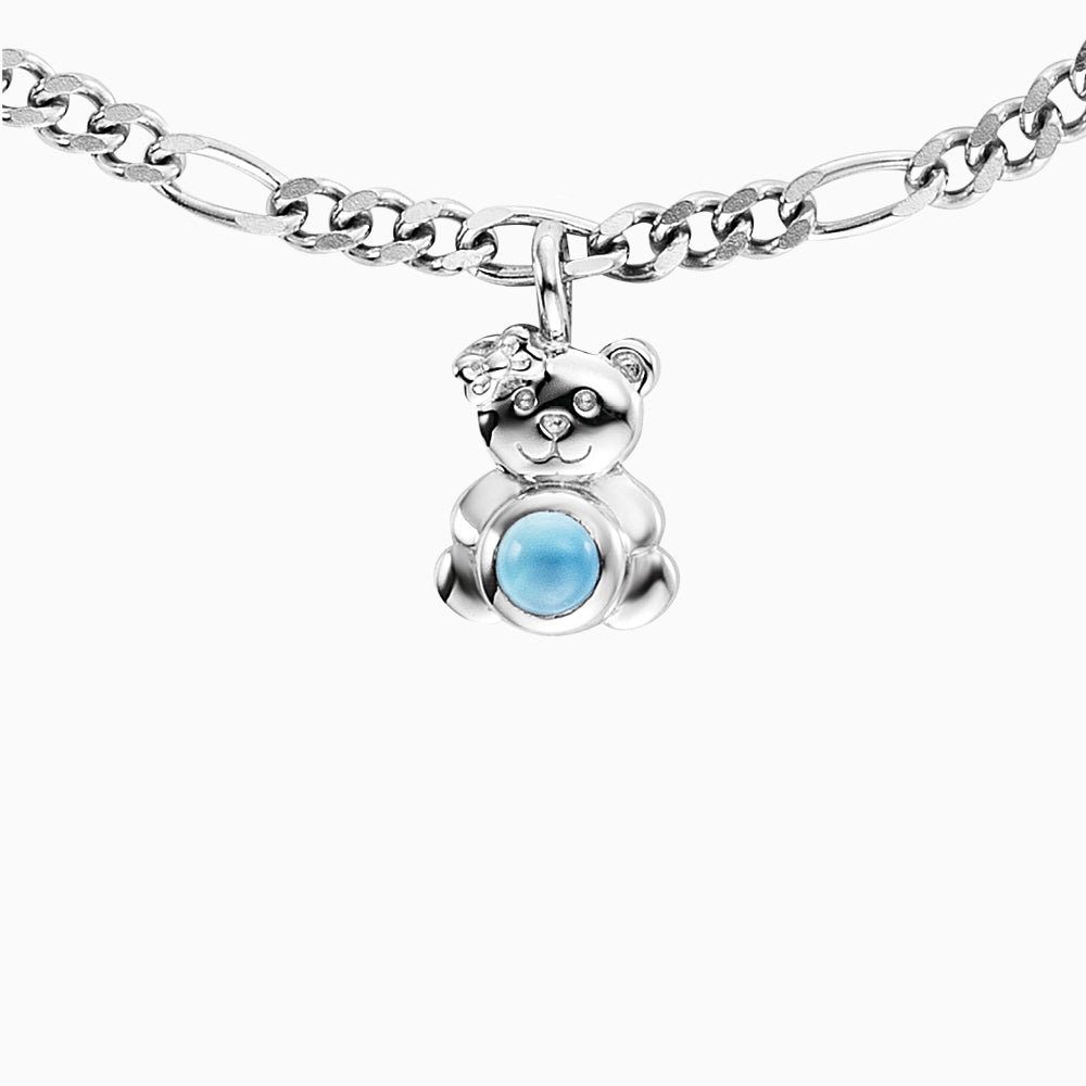 Kinder Armband 925er Silber Teddy mit Blauen Achat
