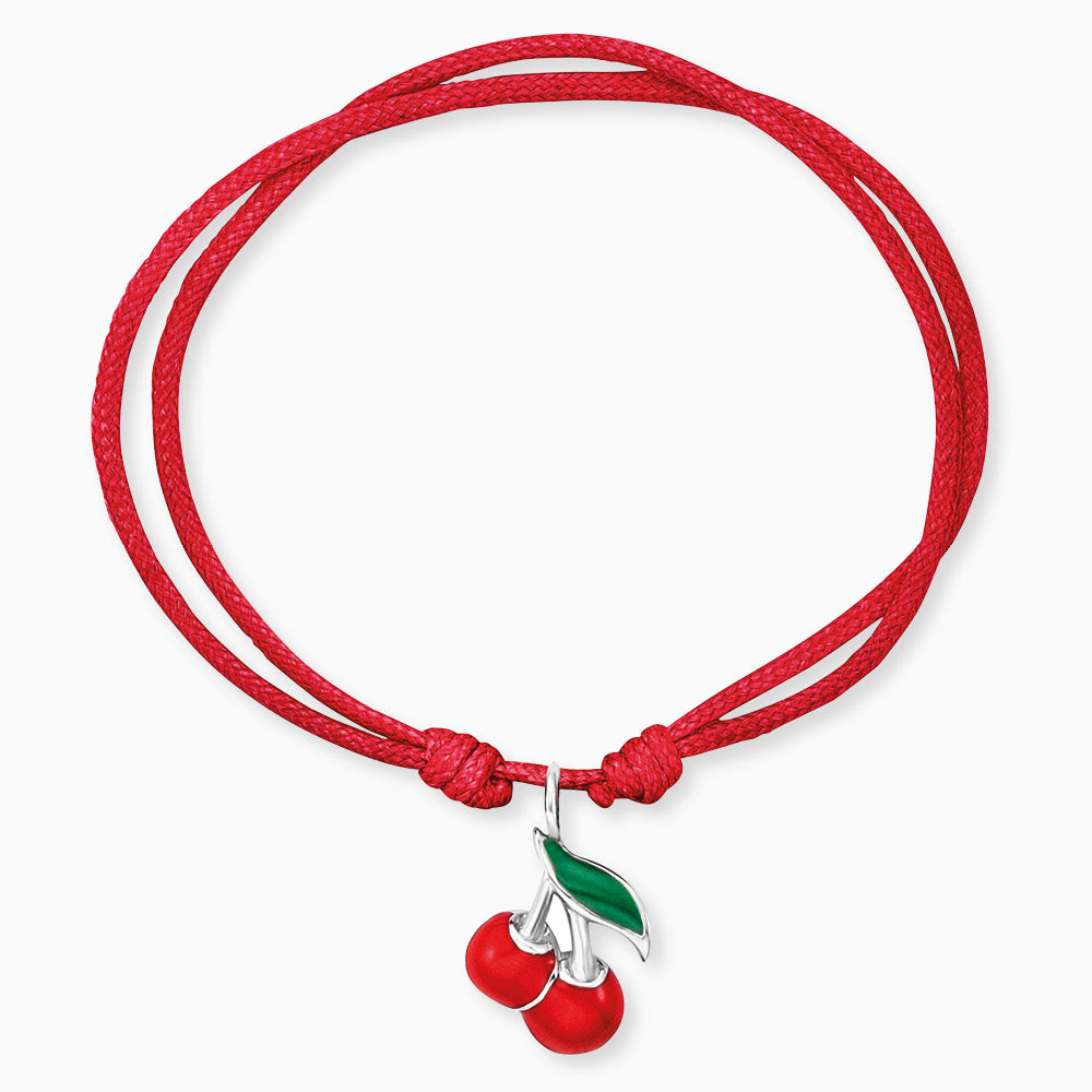Kinder Armband Nylon Kirsche mit Emaille