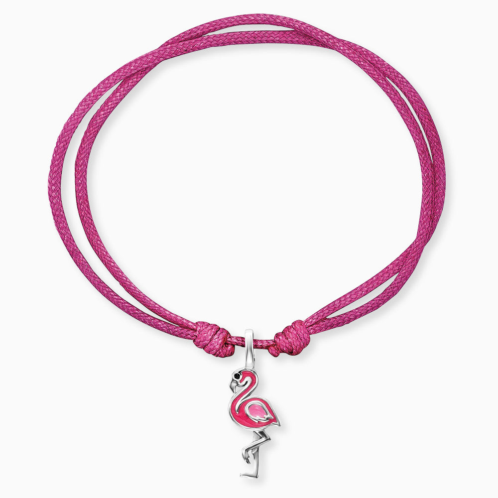 Kinder Armband Nylon Flamingo mit Emaille