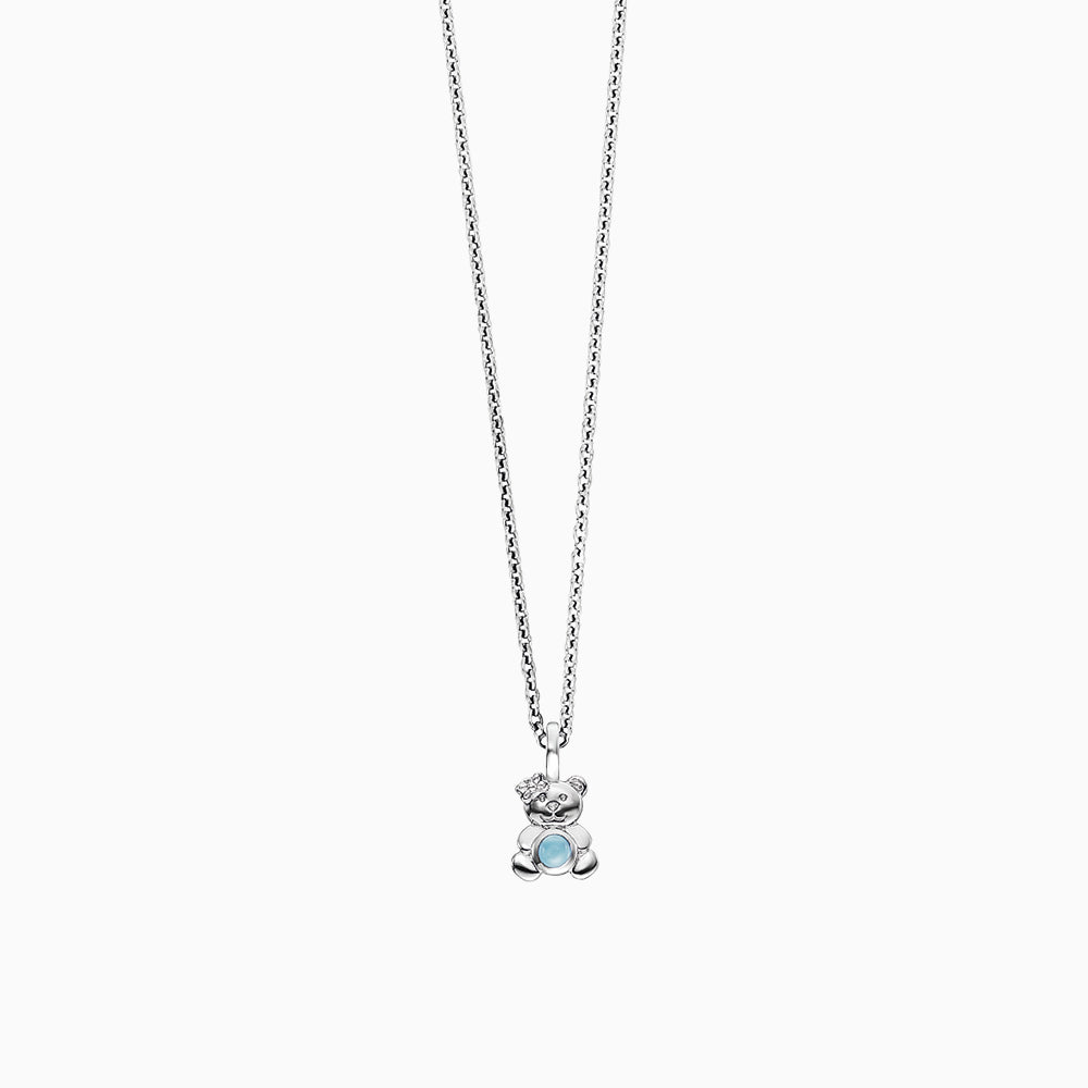 Engelsrufer Kinder Kette Teddy Silber mit Blauen Achat