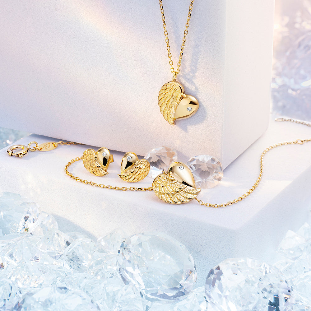 Armband 375er Echtgold Herzflügel mit Diamant