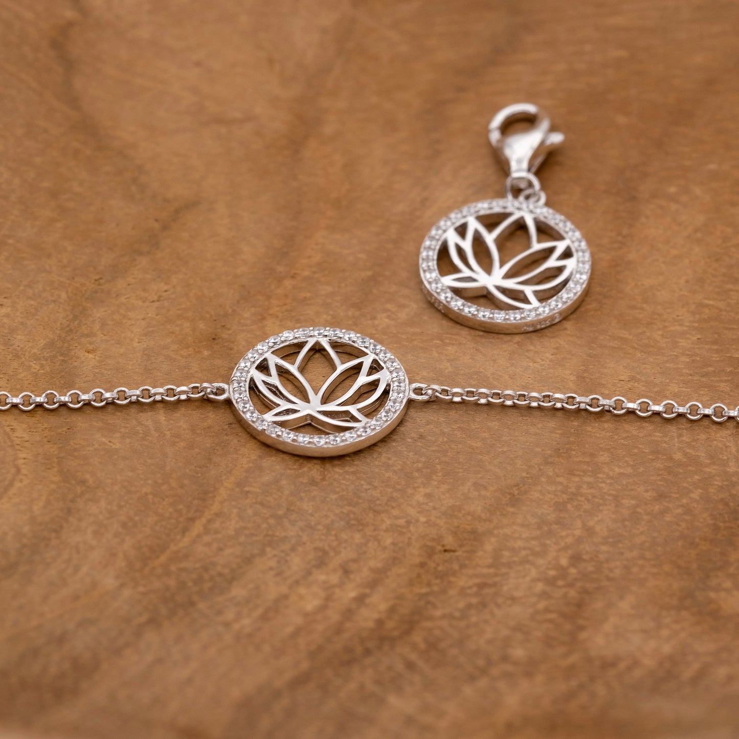 Engelsrufer Armband Lotus Symbol silber mit Zirkonisteinen