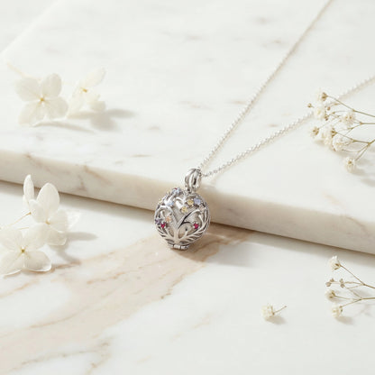 Anhänger 925er Silber Bloom Klangkugel Weiß mit Zirkonia Multicolor