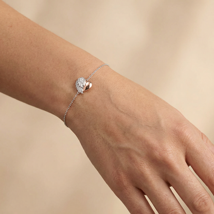 Armband 925er Silber Herzflügel Bicolor mit Zirkonia
