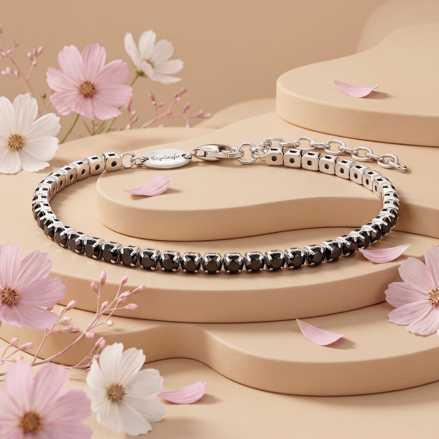 Armband 925er Silber Shiny Tennis mit Zirkonia schwarz