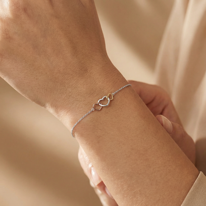 Armband 925er Silber Herz Tricolor