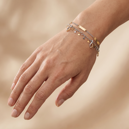 Duo 2 in 1: Armband Edelstahl BOHO Triangle Bicolor