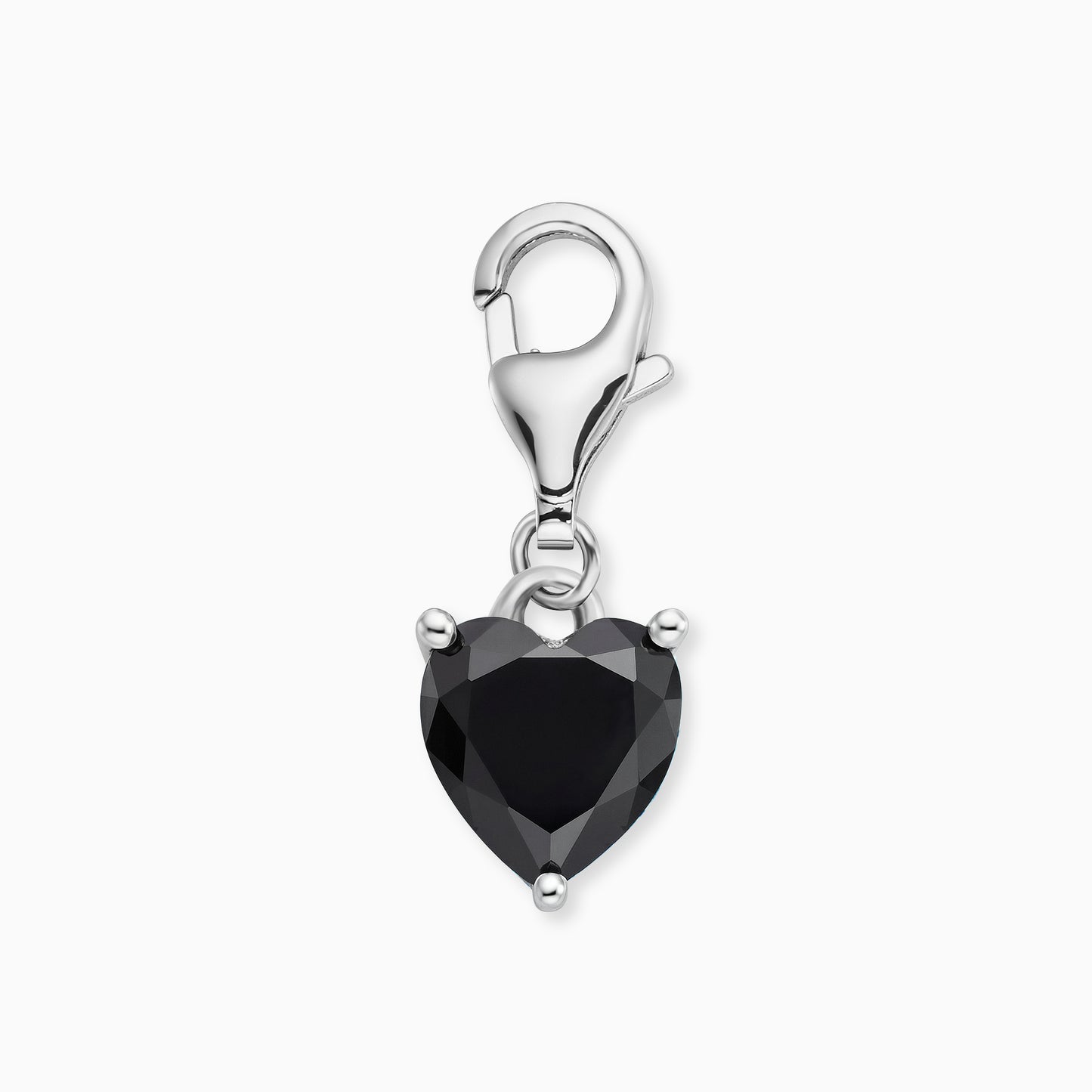 Charm 925er Silber Herz Shiny mit Zirkonia schwarz