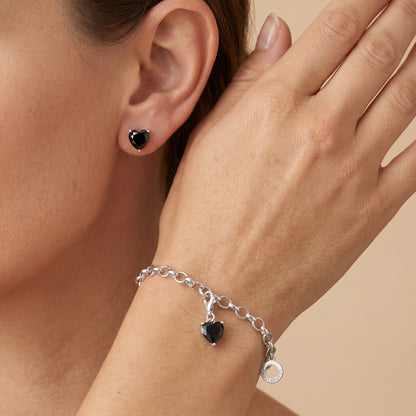 Charm 925er Silber Herz Shiny mit Zirkonia schwarz