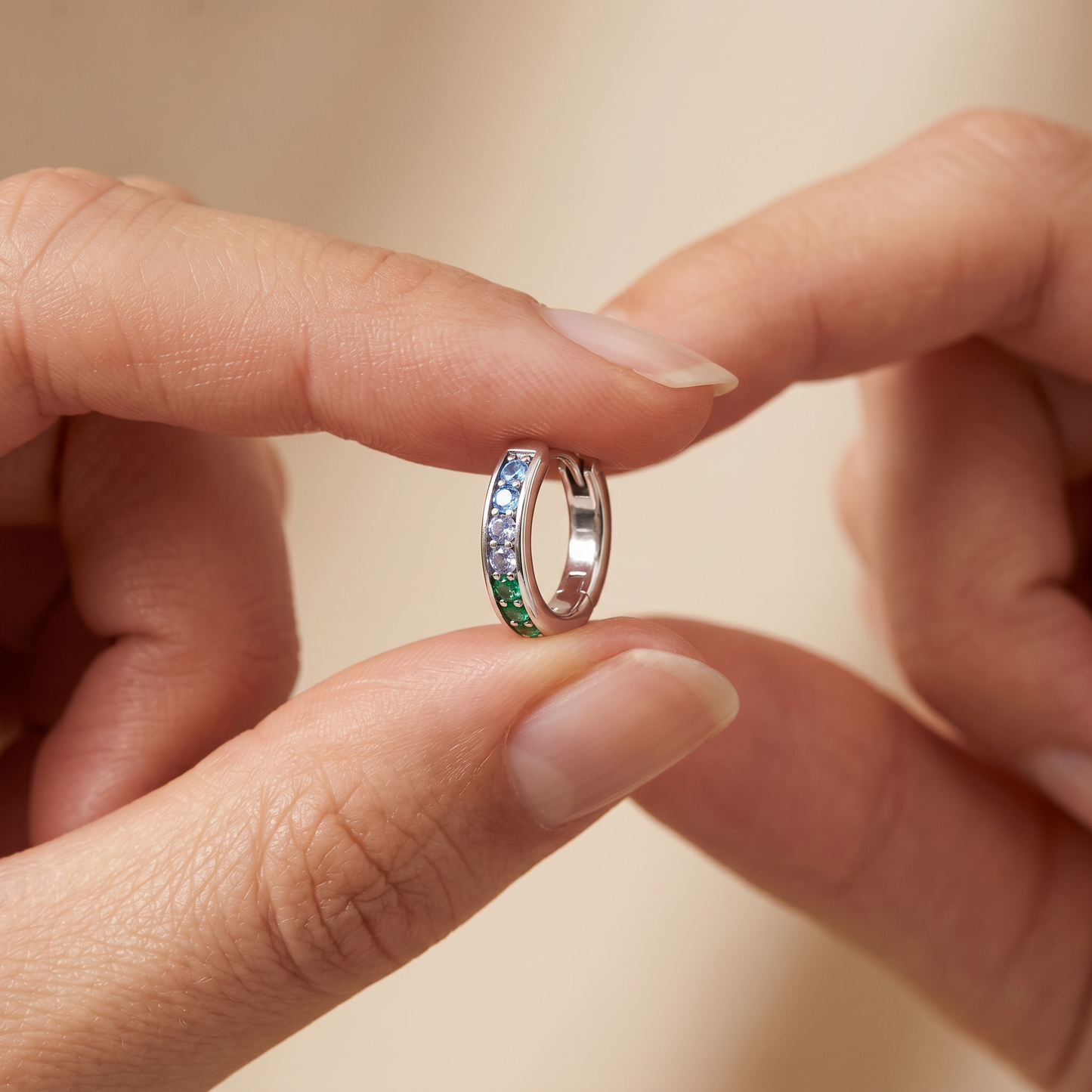 Creole 925er Silber Regenbogen mit Zirkonia Multicolor