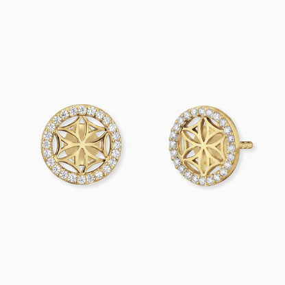 Ohrstecker 925er Silber Lebensblume Gold mit Zirkonia