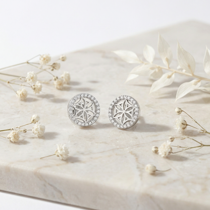 Ohrstecker 925er Silber Lebensblume mit Zirkonia