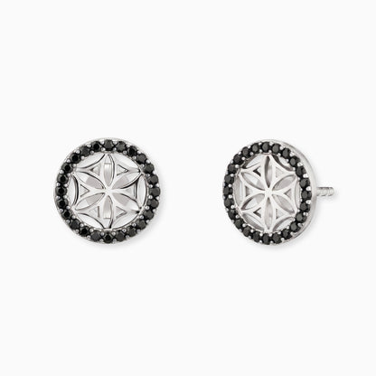 Ohrstecker 925er Silber Lebensblume mit Zirkonia schwarz