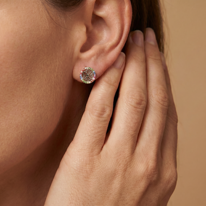 Ohrstecker 925er Silber Lebensblume mit Zirkonia Multicolor
