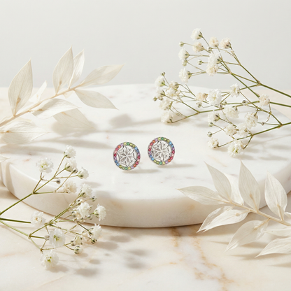Ohrstecker 925er Silber Lebensblume mit Zirkonia Multicolor