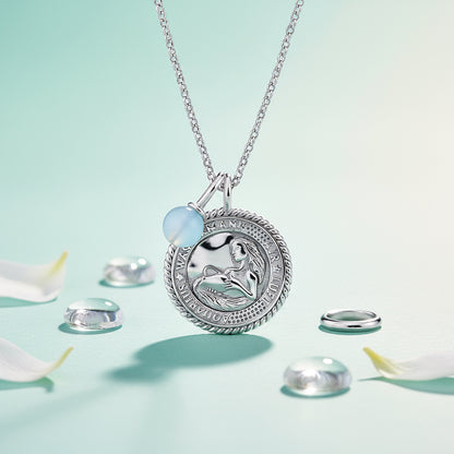 Halskette 925er Silber Wassermann mit Kraftstein Blauer Achat und Zirkonia