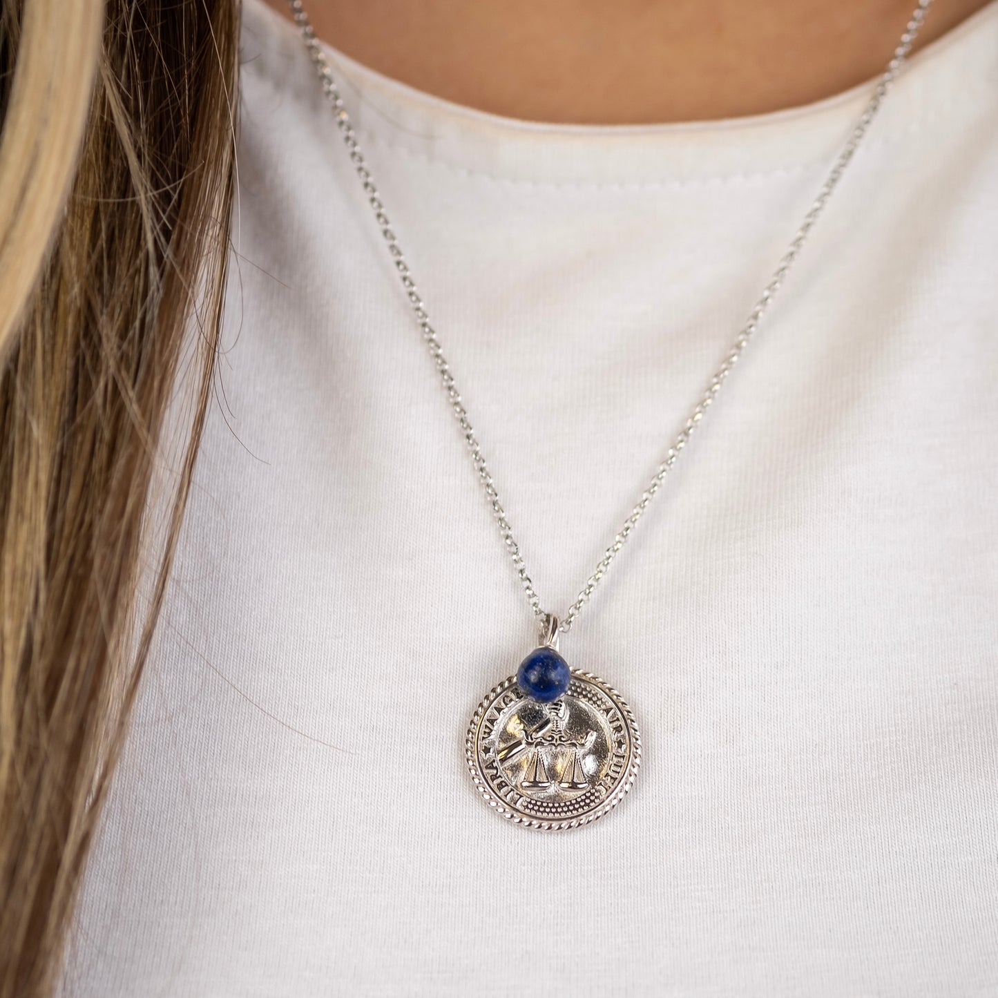 Engelsrufer Damen Kette Silber mit Zirkonia und Lapislazuli Stein für Sternzeichen Waage