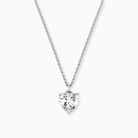Halskette 925er Silber Herz Shiny mit Zirkonia