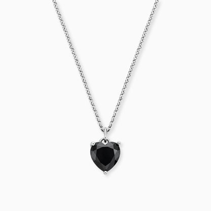 Halskette 925er Silber Herz Shiny mit Zirkonia schwarz