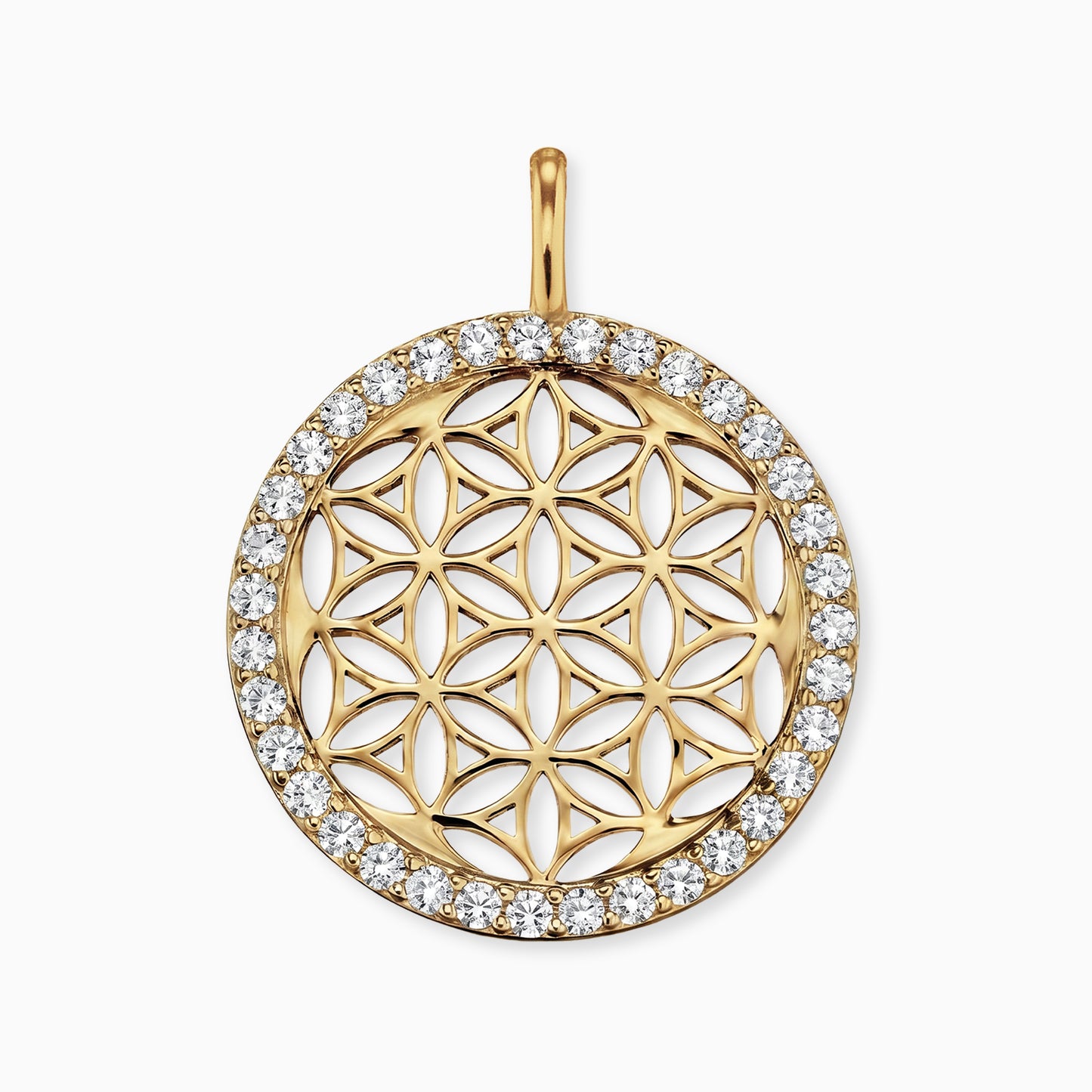 Anhänger 925er Silber Lebensblume Gold mit Zirkonia