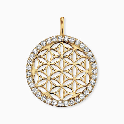 Anhänger 925er Silber Lebensblume Gold mit Zirkonia