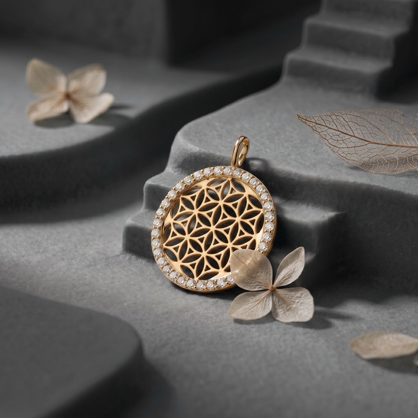 Anhänger 925er Silber Lebensblume Gold mit Zirkonia