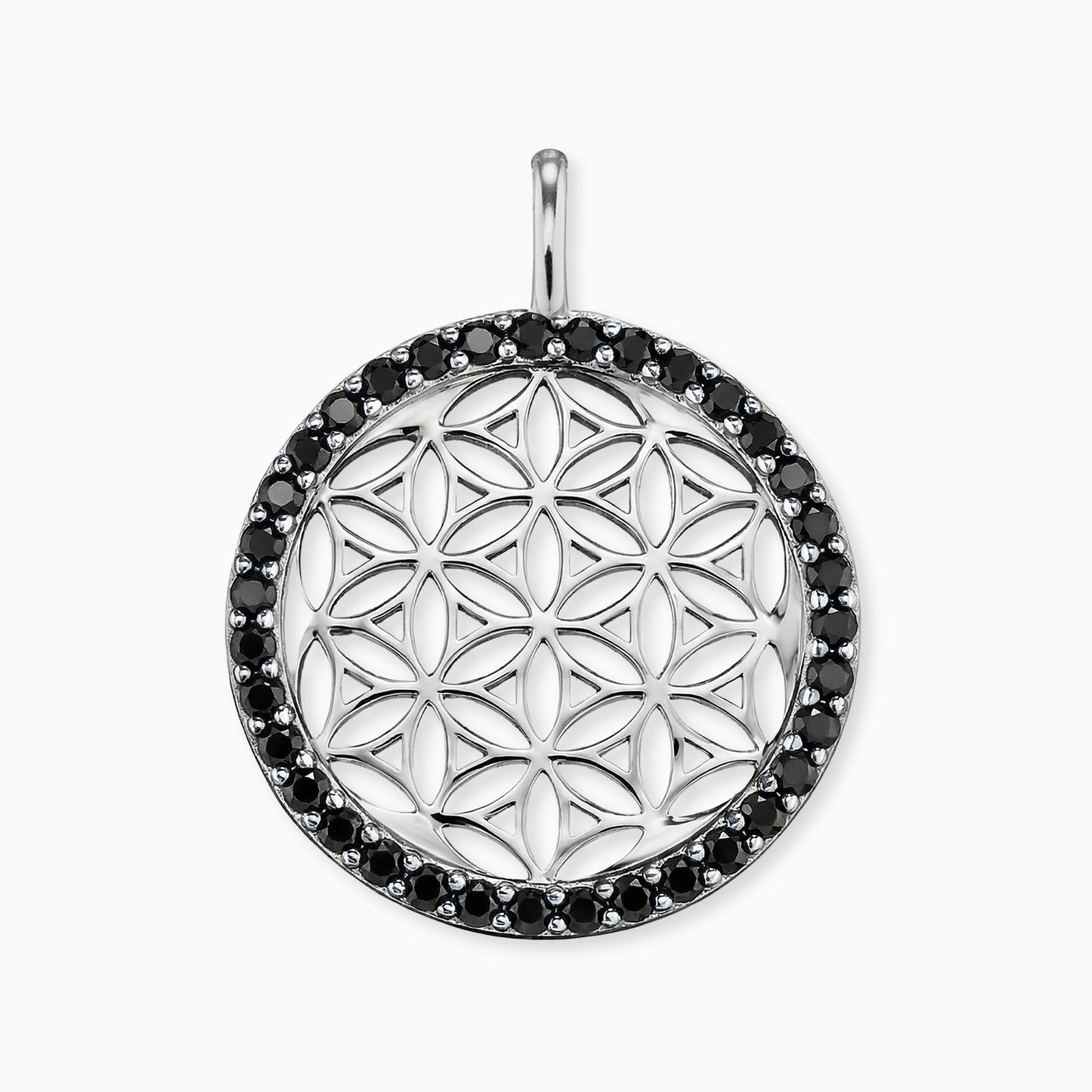 Anhänger 925er Silber Lebensblume mit Zirkonia schwarz