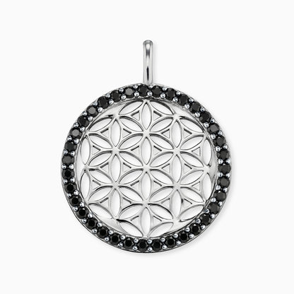 Anhänger 925er Silber Lebensblume mit Zirkonia schwarz