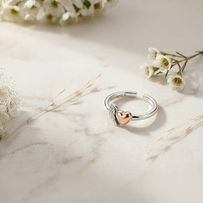 Ring 925er Silber Herzflügel Bicolor