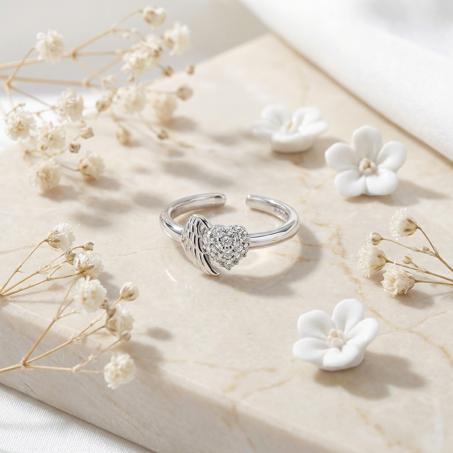 Ring 925er Silber Herzflügel mit Zirkonia