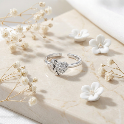 Ring 925er Silber Herzflügel mit Zirkonia
