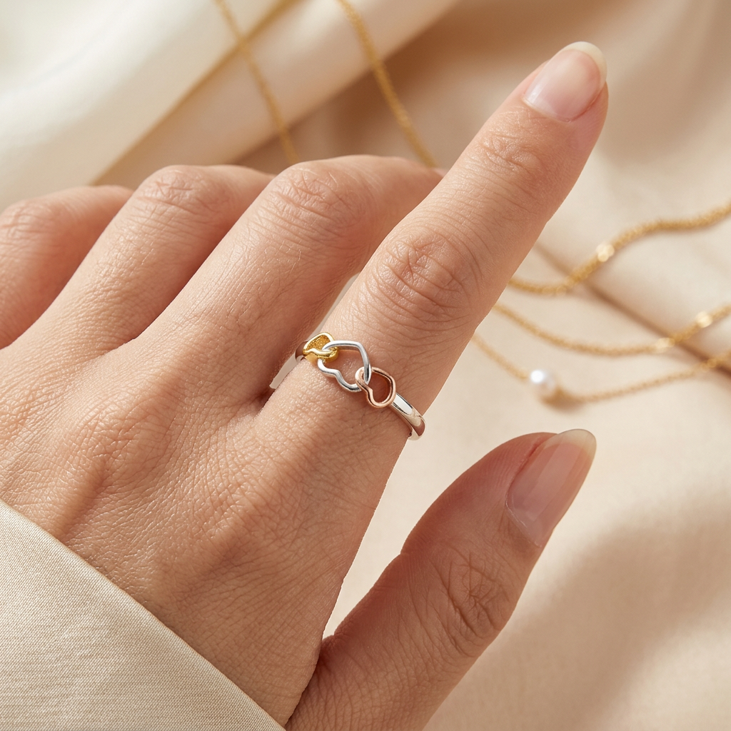 Ring 925er Silber With Love Tricolor