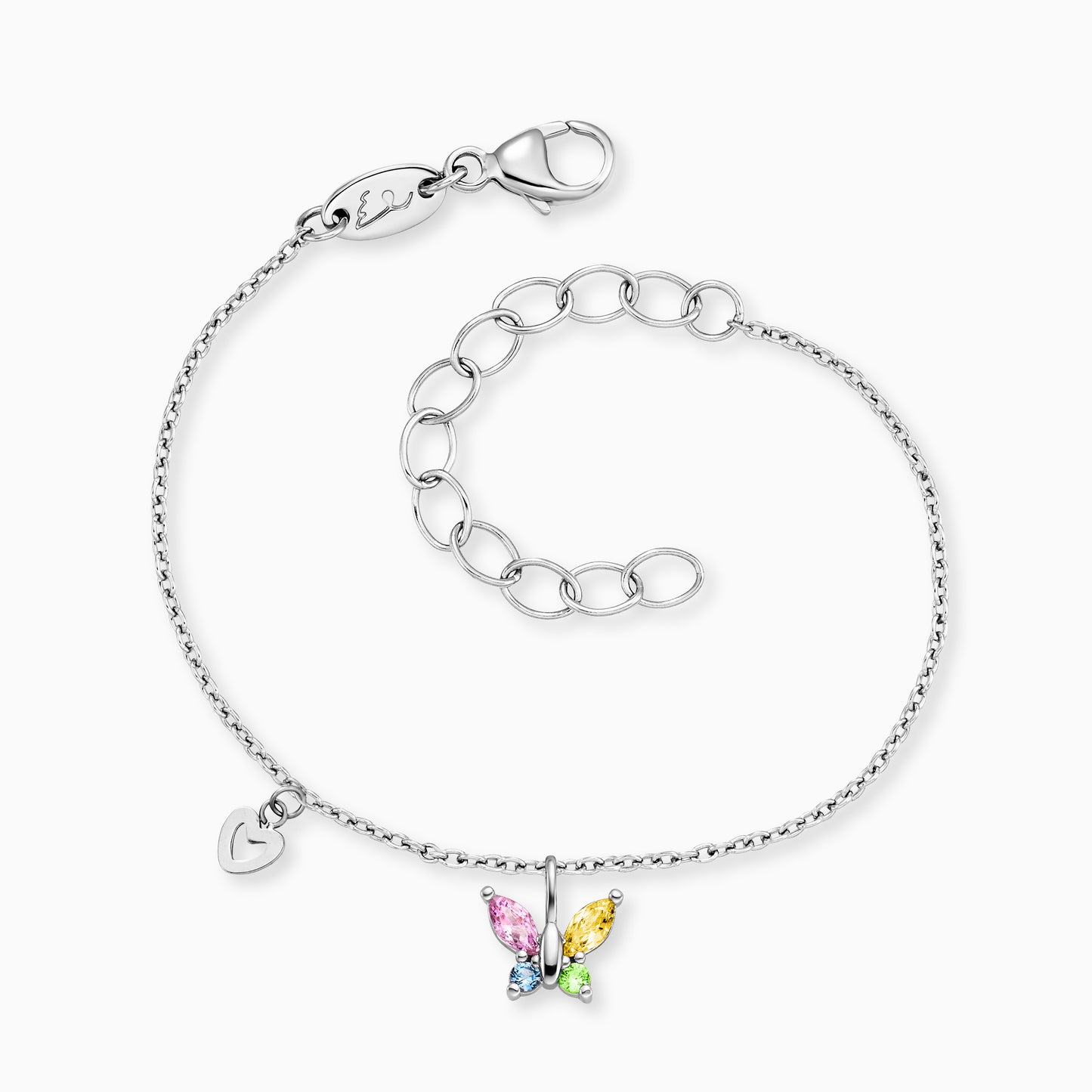 Kinder Armband Edelstahl Schmetterling mit Zirkonia multicolor