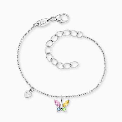 Kinder Armband Edelstahl Schmetterling mit Zirkonia multicolor