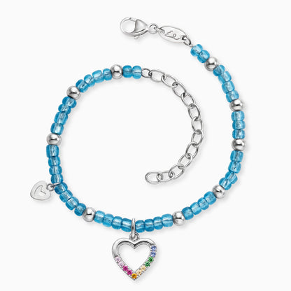 Kinder Armband Edelstahl Herz mit Zirkonia multicolor