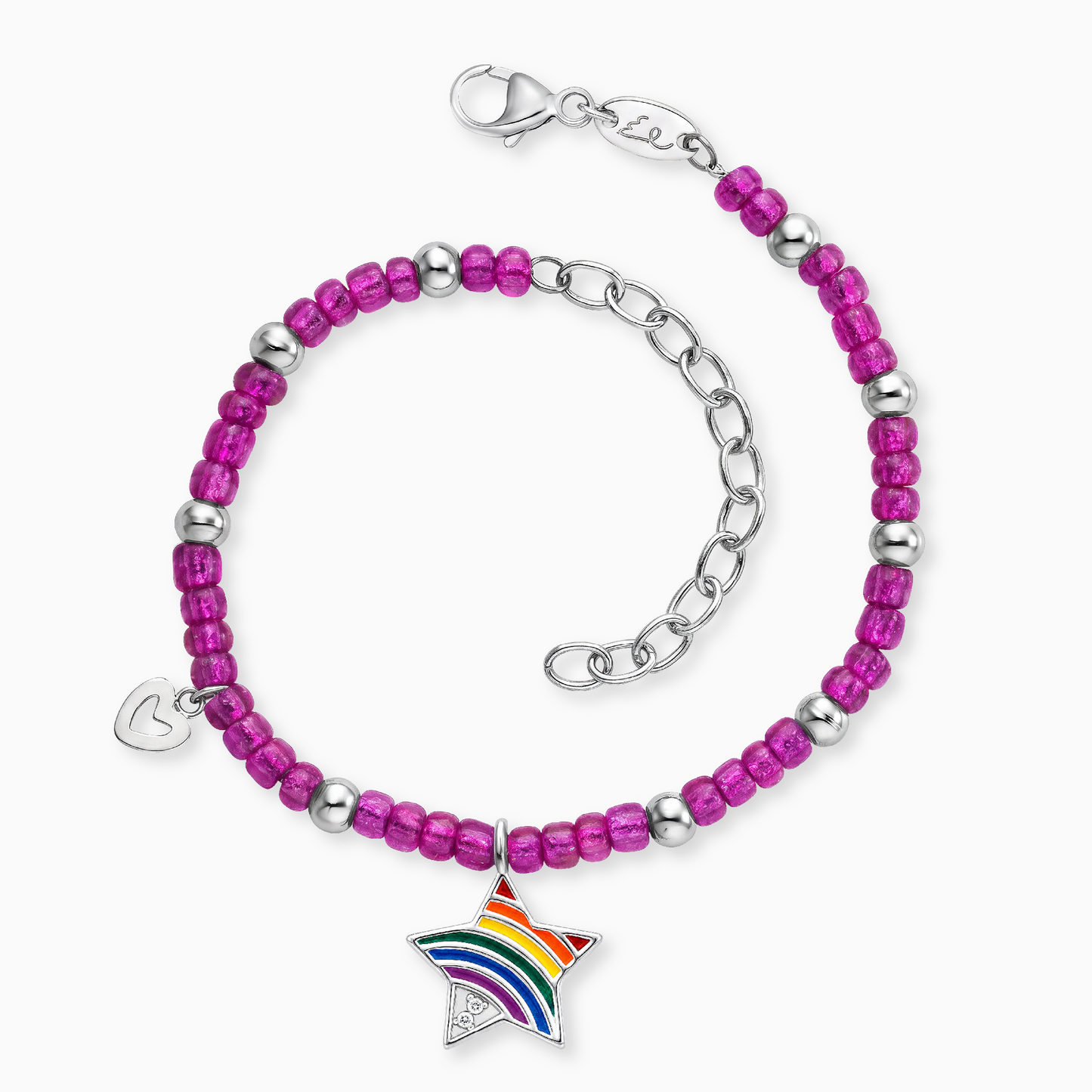 Kinder Armband Edelstahl Stern Regenbogen mit Zirkonia