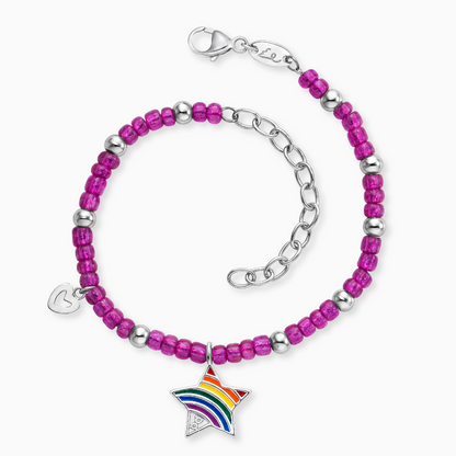 Kinder Armband Edelstahl Stern Regenbogen mit Zirkonia