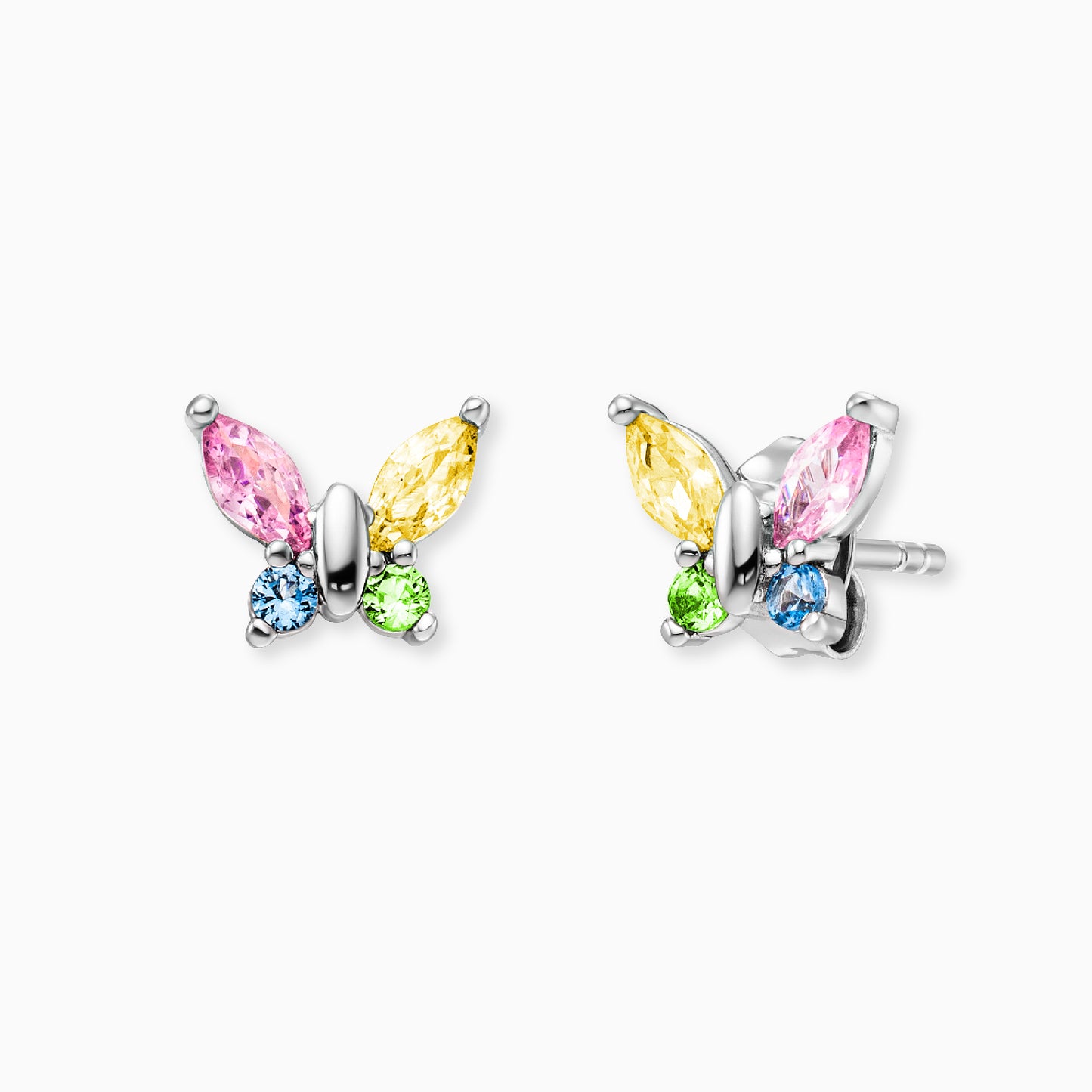 Kinder Ohrstecker Edelstahl Schmetterling mit Zirkonia multicolor