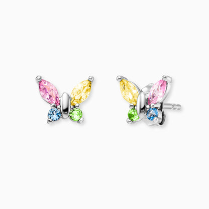 Kinder Ohrstecker Edelstahl Schmetterling mit Zirkonia multicolor