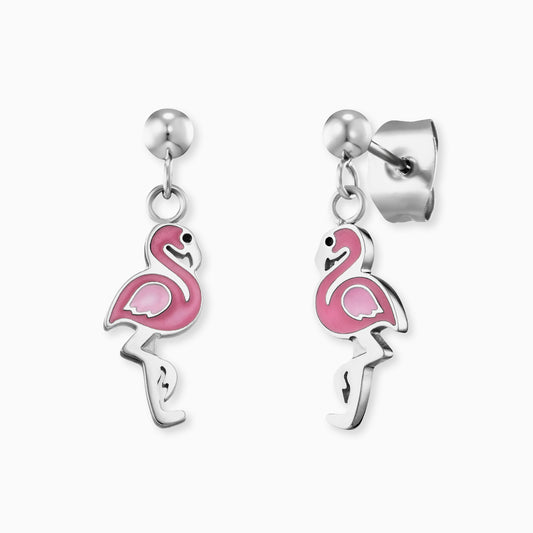 Kinder Ohrstecker Edelstahl Flamingo mit Emaille