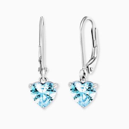 Kinder Ohrhänger Edelstahl Herz mit Zirkonia blau