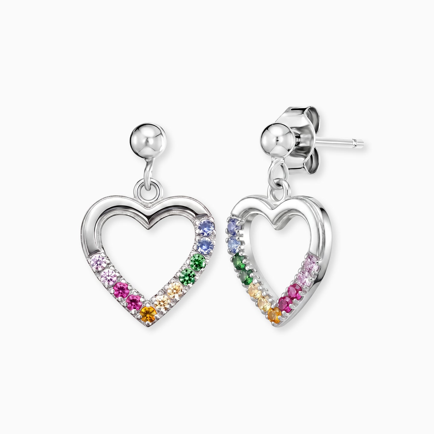 Kinder Ohrstecker Edelstahl Herz mit Zirkonia multicolor