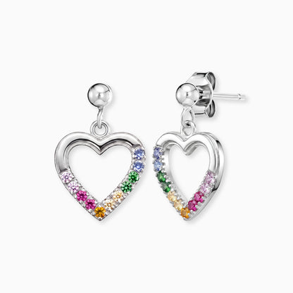Kinder Ohrstecker Edelstahl Herz mit Zirkonia multicolor