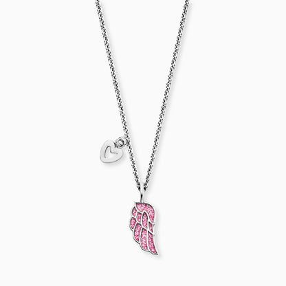 Kinder Halskette Edelstahl Glitzerflügel Emaille